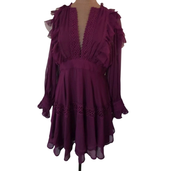 Anthropologie  Not So Serious By Pallavi Mohan Ruffle Mini Dress NWT Size 12 - Picture 9 of 16